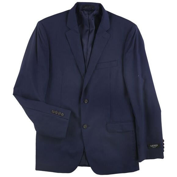 Ralph Lauren Mens Solid Two Button Blazer Jacket, navy, 42...